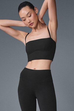 Bra Tank γυναικεια Alo Yoga Airbrush Streamlined μαυρα | Greece JZTOS-1259