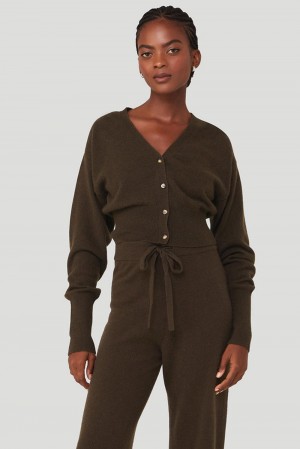 Cardigan γυναικεια Alo Yoga Cashmere Jet Set Espresso | Greece JVOKF-3781
