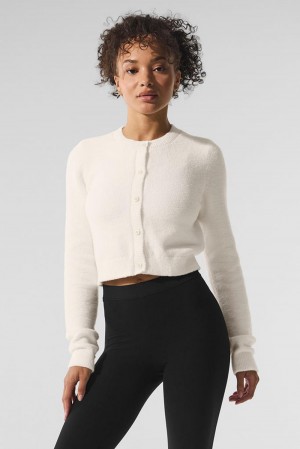 Cardigan γυναικεια Alo Yoga Snuggle Up Sweater Cropped Ivory | Greece WVCJA-1375
