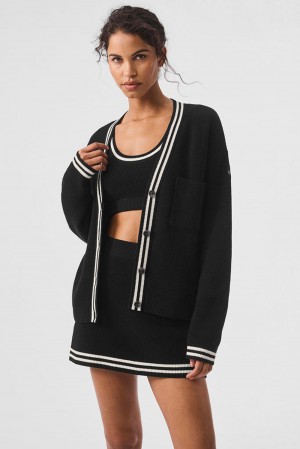 Cardigan γυναικεια Alo Yoga Tennis Club Sweater Knit μαυρα | Greece THQXN-2917