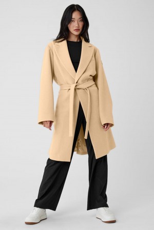 Overcoats γυναικεια Alo Yoga Wool Gameday Camel | Greece DUEQO-7410