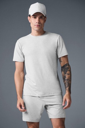 Short Sleeve ανδρικα Alo Yoga Conquer Reform Crewneck γκρι | Greece FSXGL-4238