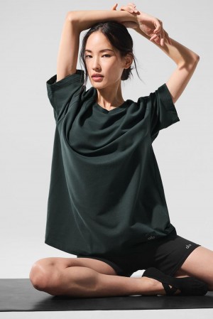 Short Sleeve γυναικεια Alo Yoga Double Take πρασινο | Greece OFEWJ-4523