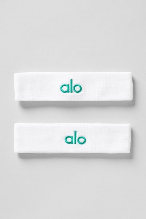 Sweatbands ανδρικα Alo Yoga Glow (2-Pack) ασπρα πρασινο | Greece RJCBA-9823