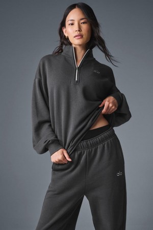 Φουτερ γυναικεια Alo Yoga Accolade 1/4 Zip Anthracite | Greece WTNAS-6259