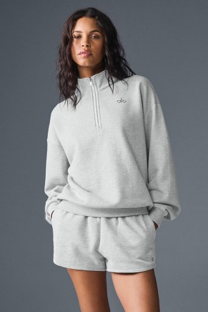 Φουτερ γυναικεια Alo Yoga Accolade 1/4 Zip γκρι | Greece CRLBP-2315