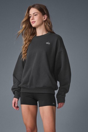 Φουτερ γυναικεια Alo Yoga Accolade Crew Neck Anthracite | Greece CUPZX-9187