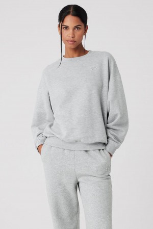 Φουτερ γυναικεια Alo Yoga Accolade Crew Neck γκρι | Greece JKFRD-9421