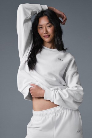 Φουτερ γυναικεια Alo Yoga Accolade Crew Neck ασπρα | Greece VJBXD-0194