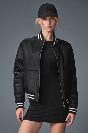 Μπουφαν γυναικεια Alo Yoga Afterglow Varsity μαυρα | Greece SYOEP-1624