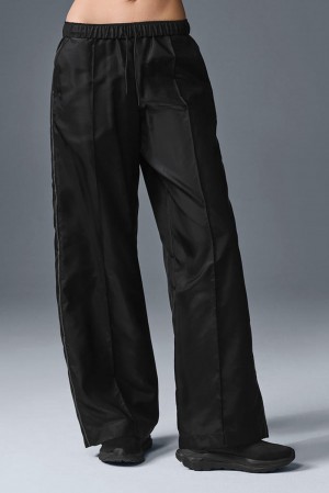 Παντελονι γυναικεια Alo Yoga Afterglow Wide Leg Track μαυρα | Greece HIYAN-3586