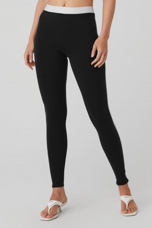 Κολαν γυναικεια Alo Yoga Airbrush High-Waist Streamlined μαυρα ασπρα | Greece FLKHD-5763