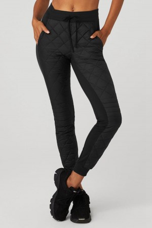 Παντελονι γυναικεια Alo Yoga Airbrush Winter Warm High-Waist Moto μαυρα | Greece FNXHJ-9125