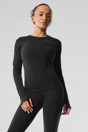 Μακρυμανικο γυναικεια Alo Yoga Airbrush Winter Warm Nocturne μαυρα | Greece FNHEB-3596