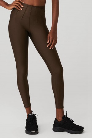 Κολαν γυναικεια Alo Yoga Airlift High-Waist 7/8 Corset Espresso | Greece XBKPW-6471