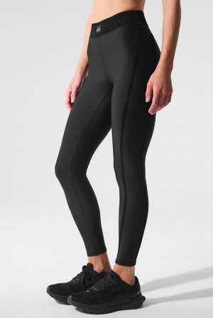 Κολαν γυναικεια Alo Yoga Airlift High-Waist 7/8 Line Up μαυρα | Greece BAGWC-9145