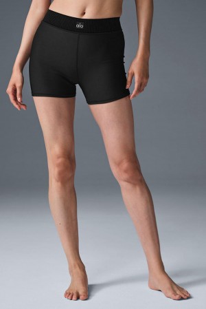 Σορτσ γυναικεια Alo Yoga Airlift High-Waist Line Up μαυρα | Greece RBMJQ-7568
