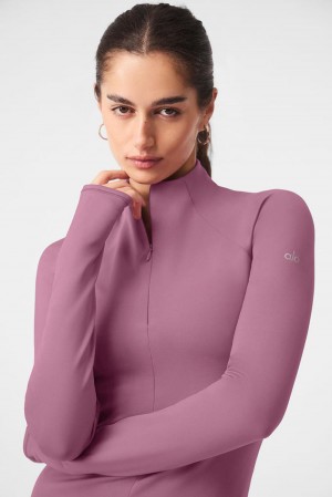 Μακρυμανικο γυναικεια Alo Yoga Airlift Winter Warm 1/4 Zip Soft Mulberry | Greece UYJBA-9735