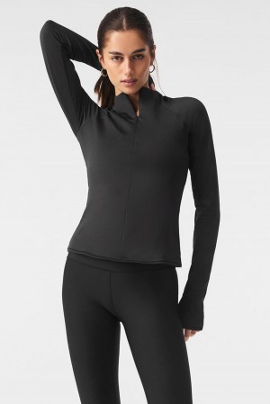 Μακρυμανικο γυναικεια Alo Yoga Airlift Winter Warm 1/4 Zip μαυρα | Greece RWPDG-5132