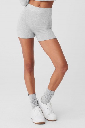 Σορτσ γυναικεια Alo Yoga Alolux High-Waist Me Time γκρι | Greece XJEUB-7036