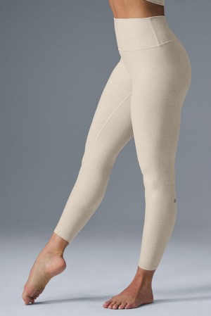 Κολαν γυναικεια Alo Yoga Alosoft High-Waist 7/8 Highlight Oatmeal Heather | Greece JWTIK-8569
