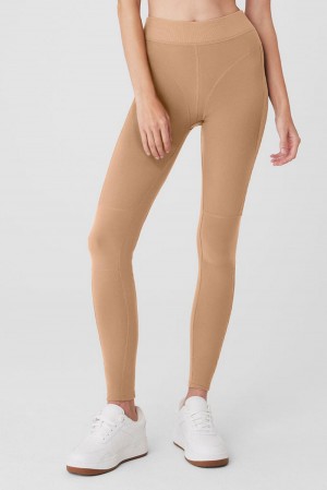 Κολαν γυναικεια Alo Yoga Alosoft High-Waist Head Start Toasted Almond | Greece TUXFS-2536