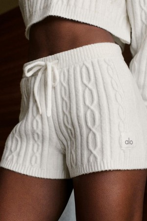 Σορτσ γυναικεια Alo Yoga Cable Knit Winter Bliss Ivory | Greece KOAWL-7951