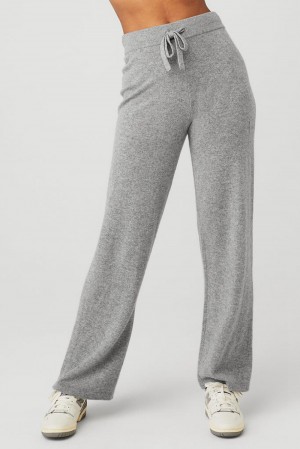 Παντελονι γυναικεια Alo Yoga Cashmere High-Waist Jet Set Wide Leg γκρι | Greece XCWKQ-4953