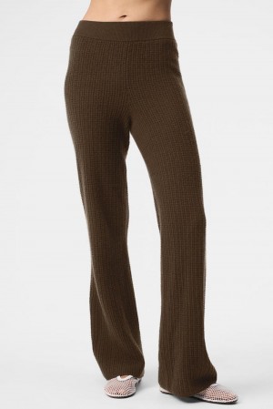 Παντελονι γυναικεια Alo Yoga Cashmere High-Waist Plush Waffle Espresso | Greece YVAQP-8241