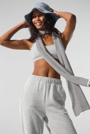 Κασκολ γυναικεια Alo Yoga Cashmere Light Frosted ανοιχτο γκρι | Greece YMLVF-7246