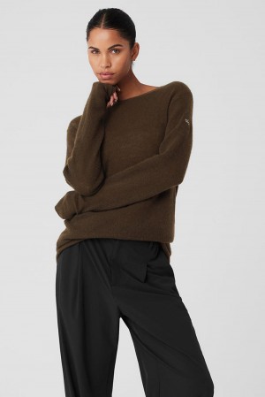Μακρυμανικο γυναικεια Alo Yoga Cashmere Reform Espresso | Greece BHYDZ-3964