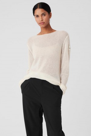 Μακρυμανικο γυναικεια Alo Yoga Cashmere Reform Ivory | Greece RUVQP-1596