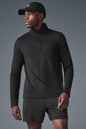 Μακρυμανικο ανδρικα Alo Yoga Conquer 1/4 Zip Reform μαυρα | Greece AWNRD-8179