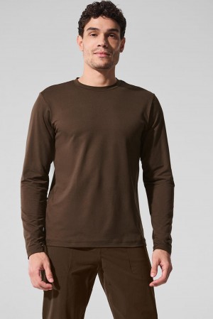 Μακρυμανικο ανδρικα Alo Yoga Conquer Reform Crewneck Espresso | Greece RPULS-2475