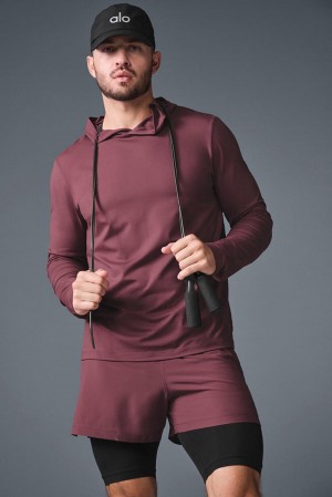 Μακρυμανικο ανδρικα Alo Yoga Conquer Reform With Hood μπορντο | Greece KWXSP-0471