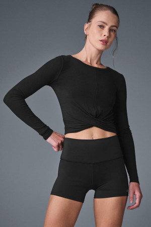 Μακρυμανικο γυναικεια Alo Yoga Cover Top Tops μαυρα | Greece ZYCDA-7982