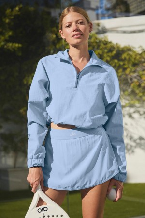 Φουτερ γυναικεια Alo Yoga Cropped 1/4 Zip Alumni μπλε | Greece GAMHV-6958