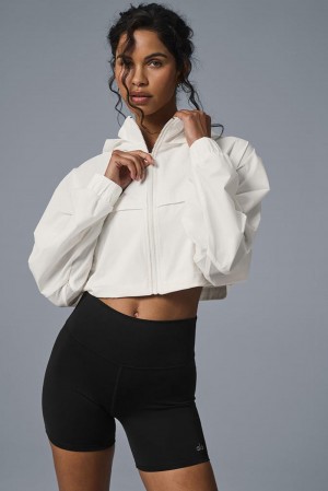 Μπουφαν γυναικεια Alo Yoga Cropped Playmaker Ivory | Greece JDUSH-0425