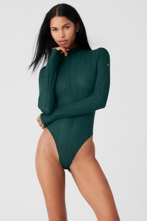 Κορμακια γυναικεια Alo Yoga Euphoria Long Sleeve πρασινο | Greece GTABE-8137