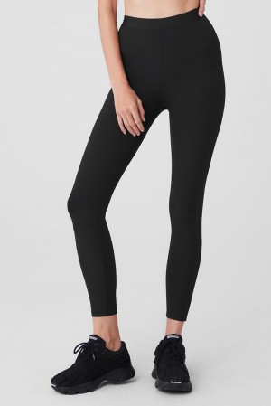 Κολαν γυναικεια Alo Yoga High-Waist 7/8 Run It Back μαυρα | Greece EGHBA-5279