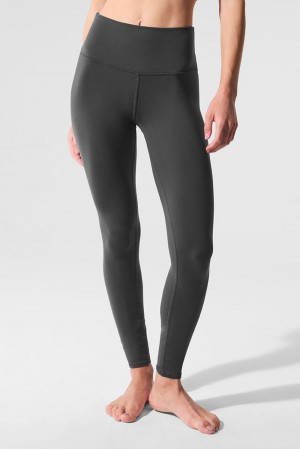 Κολαν γυναικεια Alo Yoga High-Waist Airbrush Bottoms Anthracite | Greece OJGEB-6890