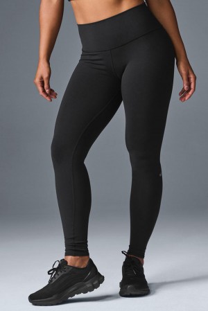 Κολαν γυναικεια Alo Yoga High-Waist Airbrush μαυρα | Greece ZRDCY-9248