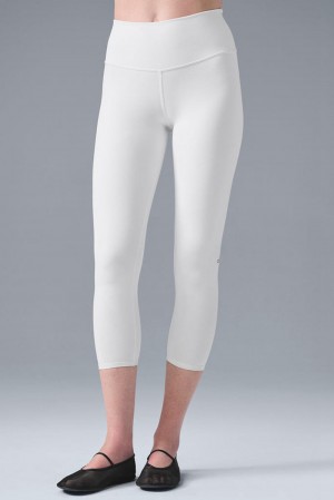 Κολαν γυναικεια Alo Yoga High-Waist Airbrushris ασπρα | Greece BDNUS-0294