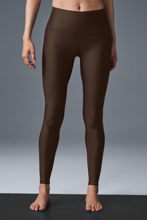 Κολαν γυναικεια Alo Yoga High-Waist Airlift Espresso | Greece AUMGN-7209