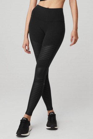 Κολαν γυναικεια Alo Yoga High-Waist Motos μαυρα μαυρα | Greece BOUJR-7961