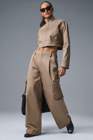 Παντελονι γυναικεια Alo Yoga High-Waist Night Out Cargo Gravel | Greece CDGUQ-4502