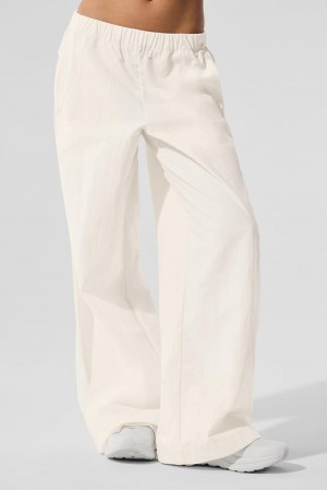 Παντελονι γυναικεια Alo Yoga High-Waist Origin Wide Leg Track Ivory | Greece RUHOT-9376
