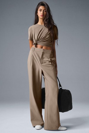 Παντελονι γυναικεια Alo Yoga High-Waist Pursuit (Regular) Gravel | Greece NXYTS-8416