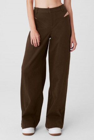 Παντελονι γυναικεια Alo Yoga High-Waist Risk Taker Espresso | Greece DTEYS-7031