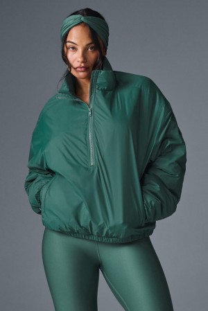 Μπουφαν γυναικεια Alo Yoga Latitude Light Weight 1/2 Zip Pullover Winter Ivy | Greece ZKLVS-6314